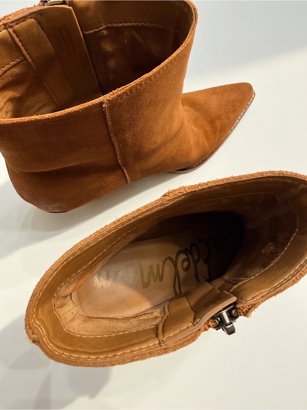 Sam Edelman Women's Tan Suede Ankle Boots with Block Heel - Picture 5 of 6